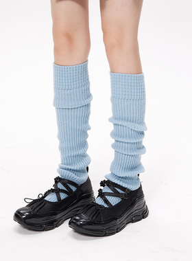 mingoto蓝色秋冬芭蕾风踩脚小腿堆堆袜套女y2k辣妹亚文化针织腿套