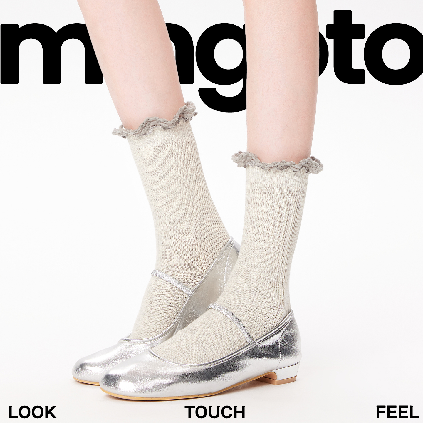 甜美花边拼接坑条小腿袜女