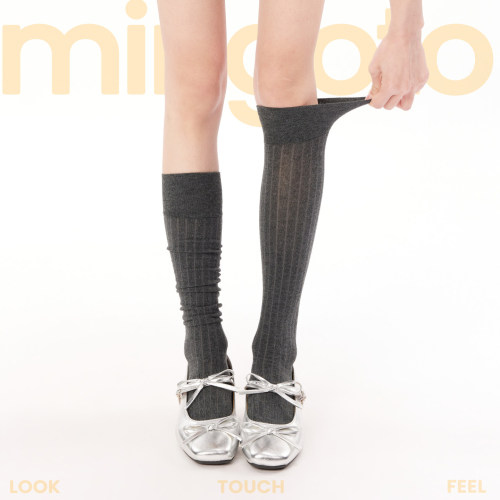 miu系竖纹显瘦日系jk小腿袜女