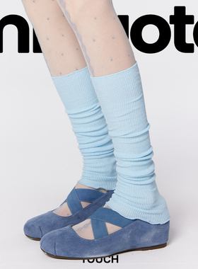 mingoto弥构蓝色袜套春夏季薄款miu系芭蕾风堆堆袜jk花边少女腿套