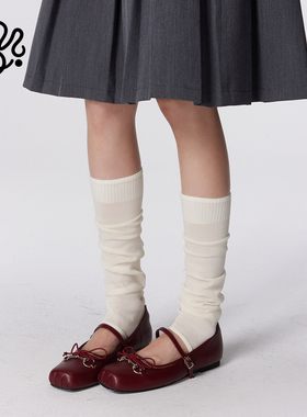 mingoto芭蕾风踩脚袜套白色小腿堆堆袜女款春夏薄款修饰腿型腿套
