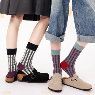 秋冬绿色摩登复古学院风堆堆袜配勃肯鞋 爆款 袜子女2025新款 美式