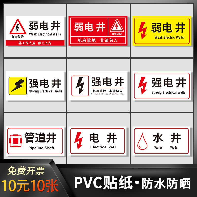 机房安全配电警示警告贴标志牌提示牌电力电网管道井水表井电井标牌