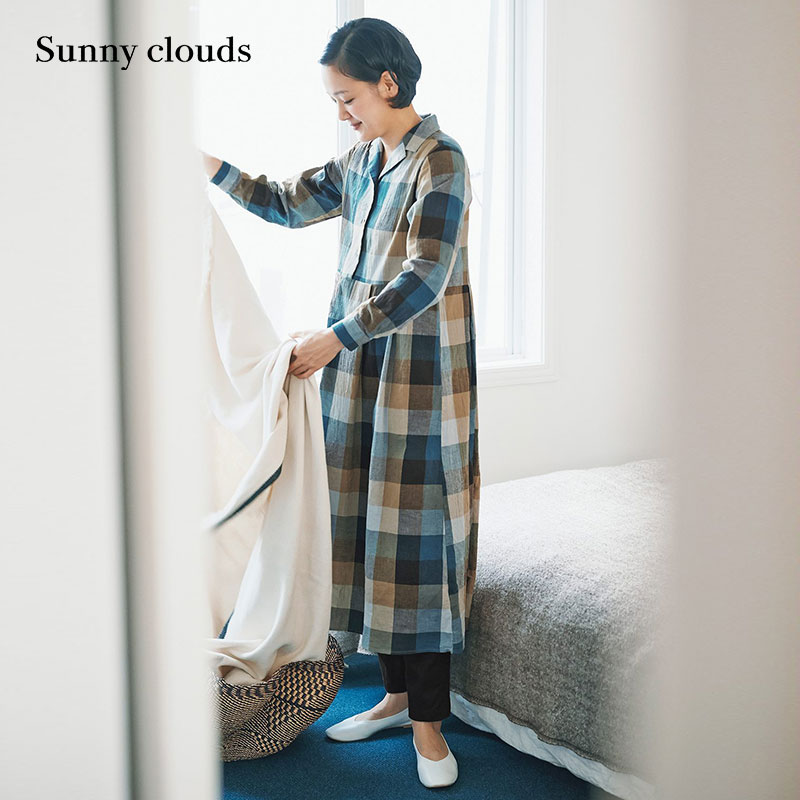 Sunnyclouds女式棉麻连衣裙