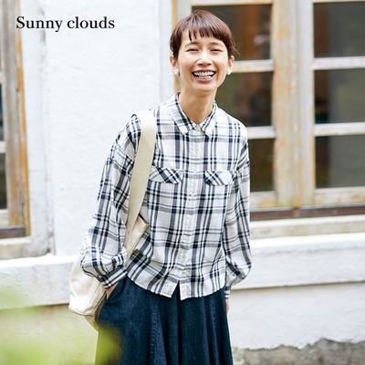 SUNNYCLOUDS格子衬衫纯棉落肩