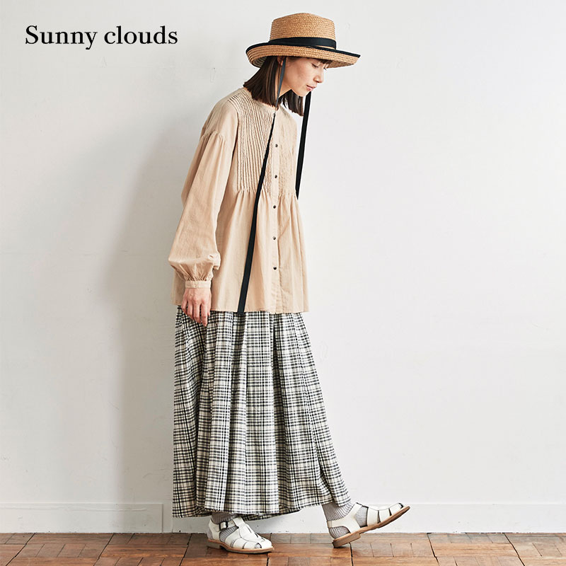 桑妮库拉/Sunny clouds Shuttle Notes日本面料 女式棉麻格子裙裤 女装/女士精品 休闲裤 原图主图