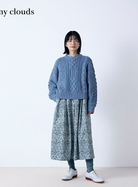 冬季新品 桑妮库拉/Sunny clouds 女式落肩北欧风绞花羊毛毛衣