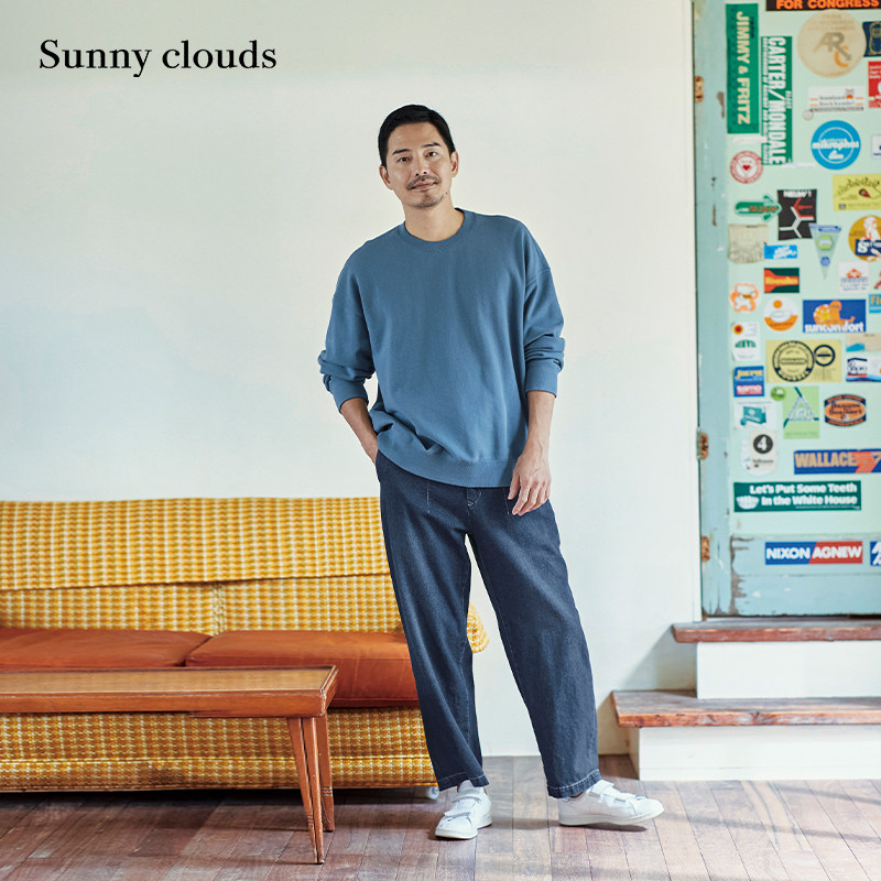 桑妮库拉/Sunny clouds棉混落肩企鹅刺绣卫衣套头上衣春