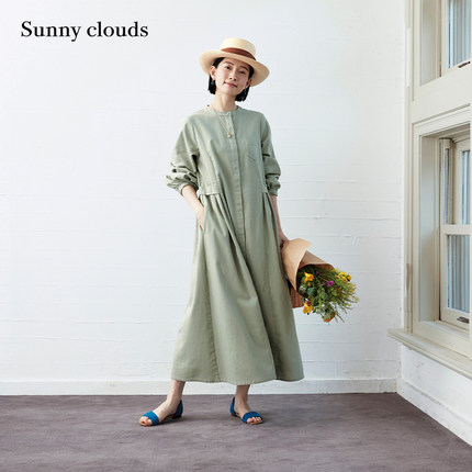 桑妮库拉/Sunny clouds早春衬衫裙款连衣裙（豆沙绿）