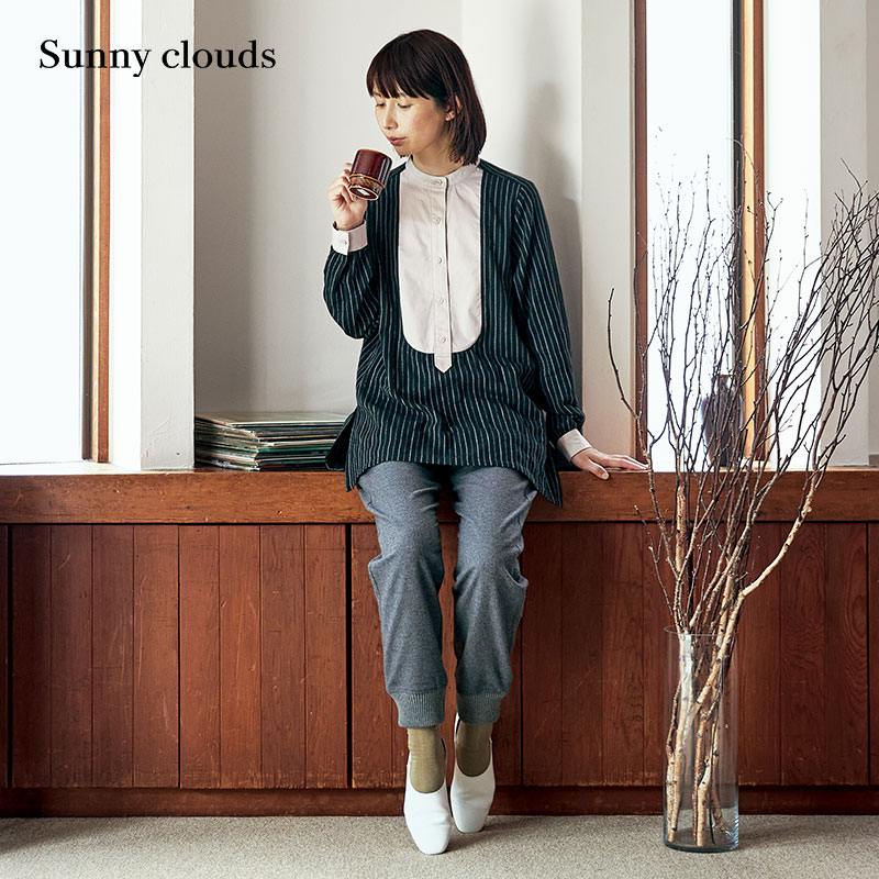 Sunnyclouds女式纯棉罗纹收口裤