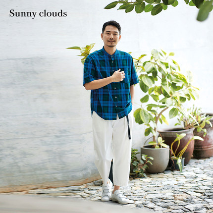 桑妮库拉/Sunny clouds 男式棉混微弹山系九分萝卜裤白