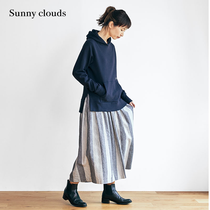 桑妮库拉/Sunny clouds 女式纯棉多褶条纹半身裙