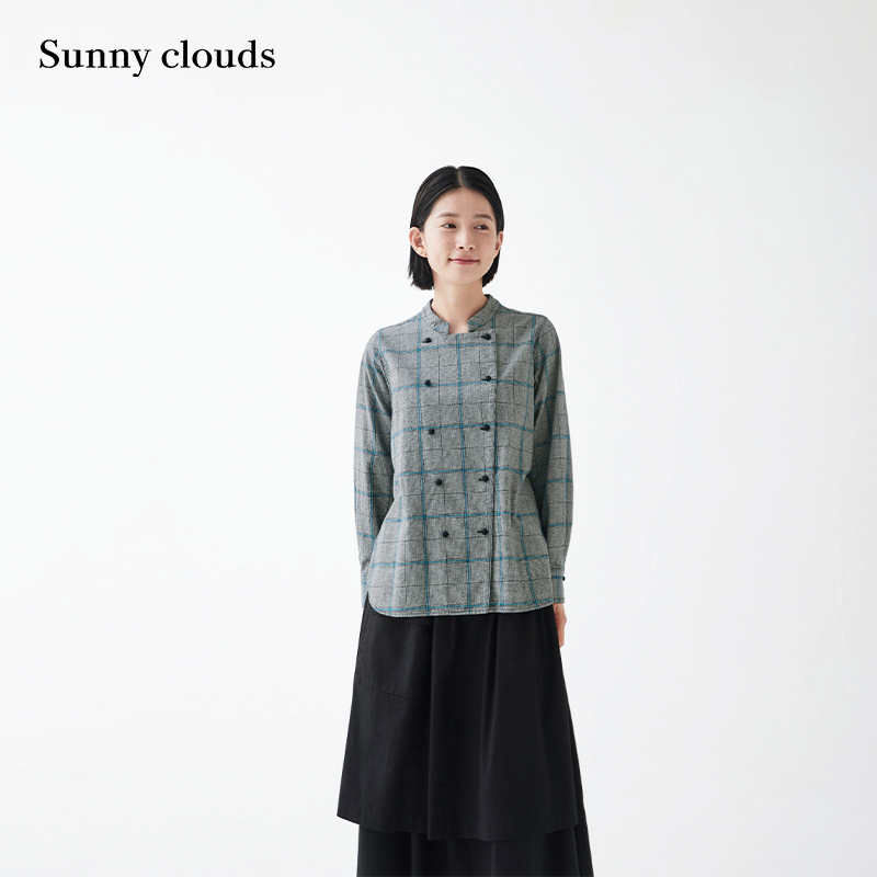 设计感灰底格纹衬衫宽松百搭上衣