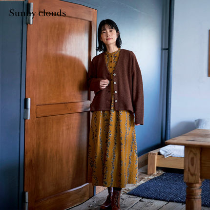 冬季新品 桑妮库拉/Sunny clouds 女式V领落肩羊毛针织开衫