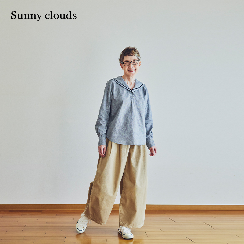 春季新品 桑妮库拉/Sunny clouds 女式纯棉海军领衬衫日系复古
