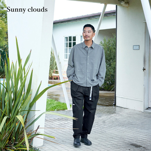 桑妮库拉/Sunny clouds男式纯棉落肩宽松夹克风衬衫外套