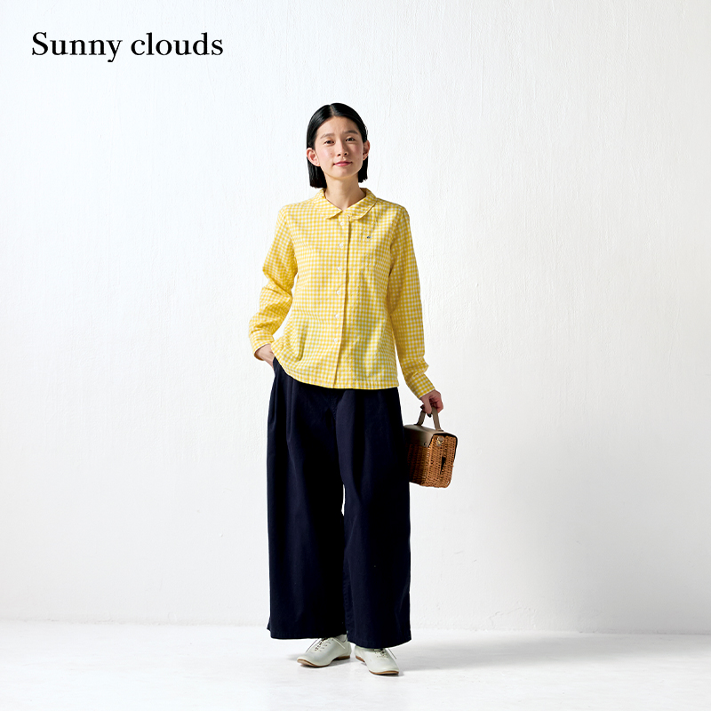 纯棉亮黄色衬衫格子上衣