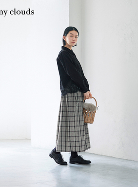 桑妮库拉/Sunny clouds 女式纯棉黑白格子半身裙