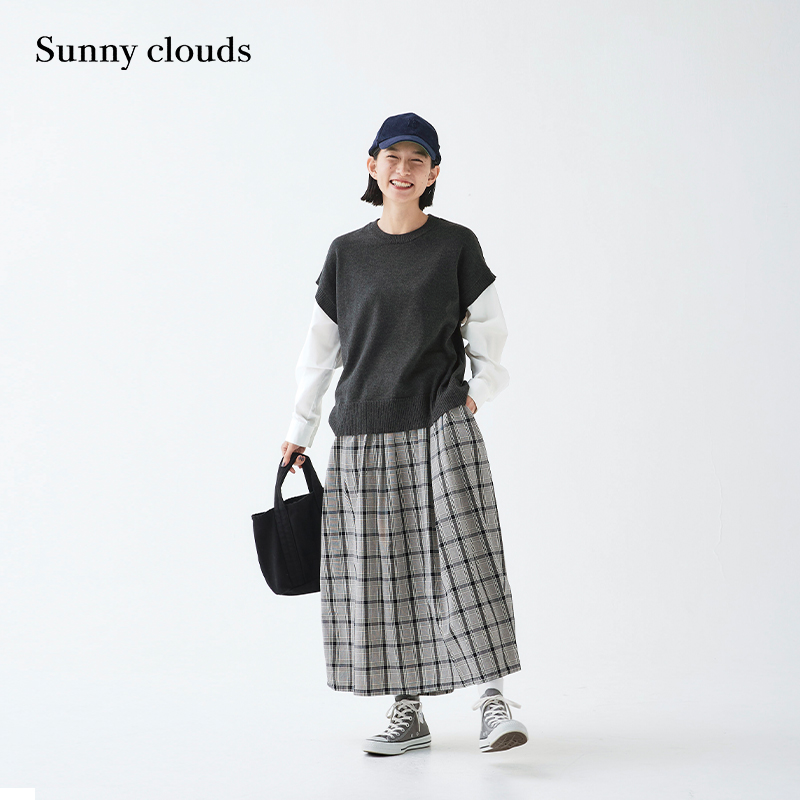 套头针织衫假两件宽松上衣