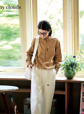 秋季新品 桑妮库拉/Sunny clouds女式纯棉斜纹工装风衬衫日系复古