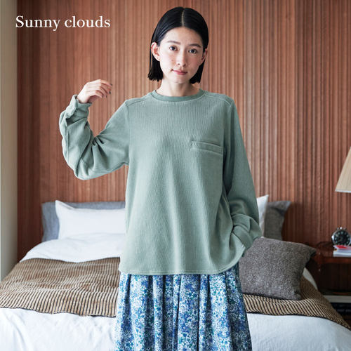Sunnyclouds女式棉混条绒风罩衫