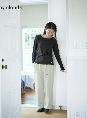 秋季新品 桑妮库拉/Sunny clouds 女式棉混插肩拼接长袖T恤炭灰