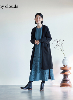 桑妮库拉/Sunny clouds 女式羊毛混纺黑色长款开衫