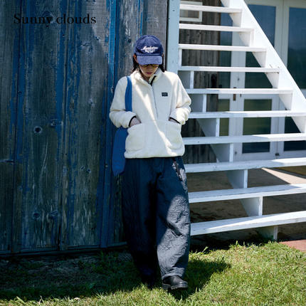 冬季新品 桑妮库拉/Sunny clouds山系立领套头双面摇粒绒衫米白色