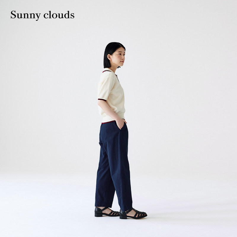 女式纯棉泡泡纱舒适时尚萝卜裤