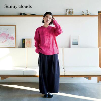 桑妮库拉女阔腿裤藏蓝色长裤