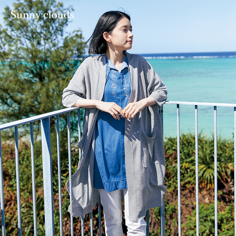 Sunnyclouds女式宽松无扣开衫