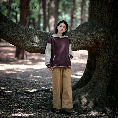 女式纯棉拉链连帽帽衫日系复古