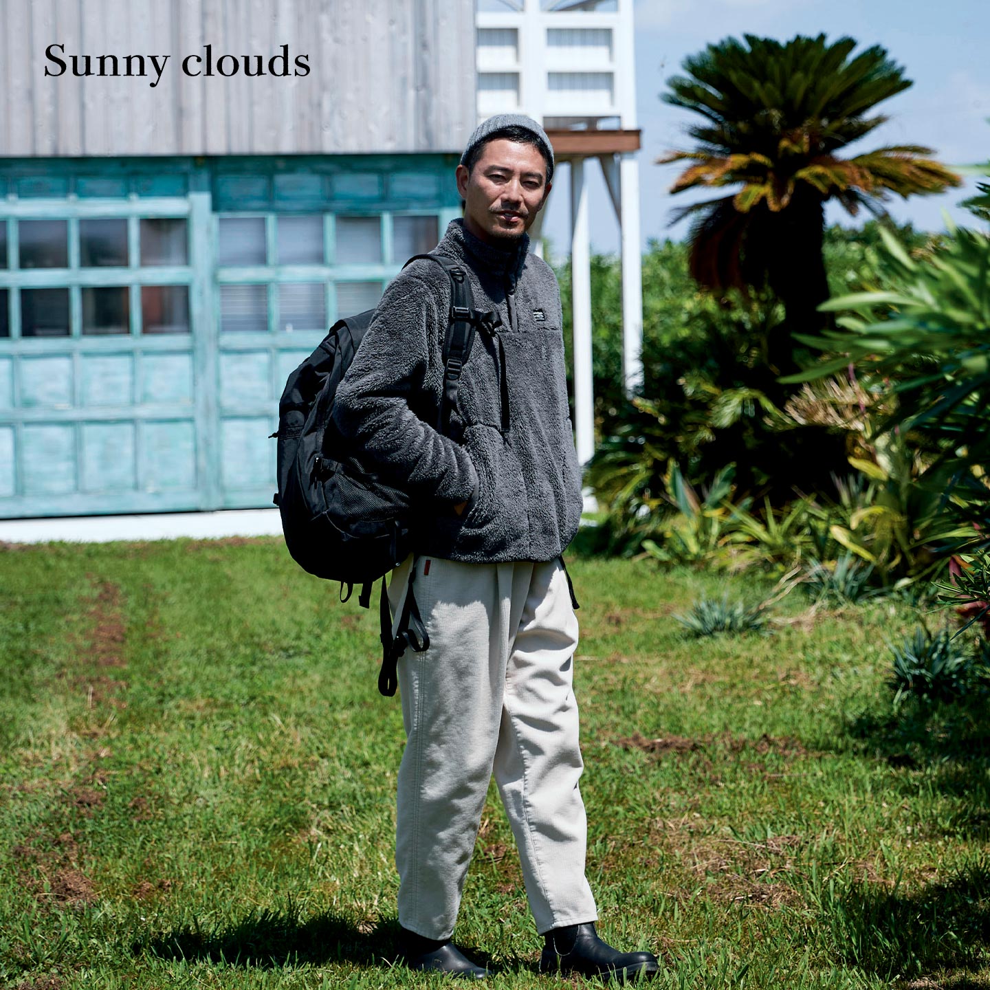 男式山系亨利领双面摇粒绒衫灰色