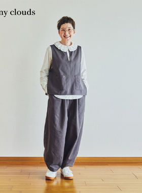 秋季新品 桑妮库拉/Sunny clouds女式纯棉宽松背心马甲博主联名款