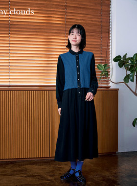 冬季新品 桑妮库拉/Sunny clouds纯棉千鸟格拼接连衣裙bonpon联名