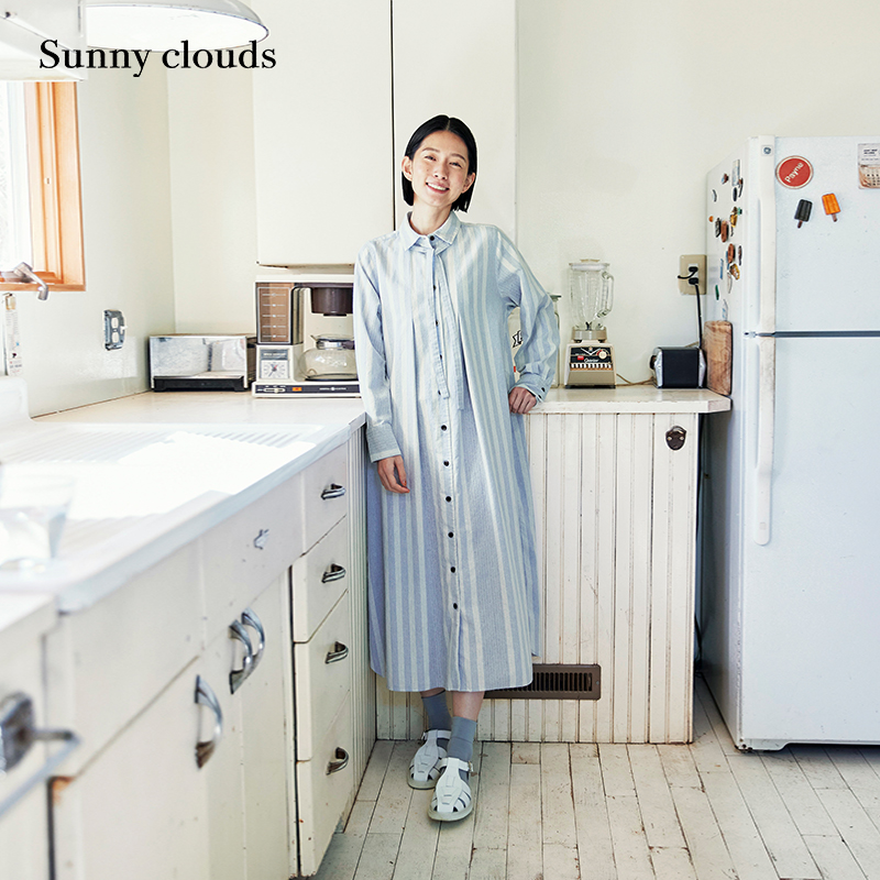 春季新品 桑妮库拉/Sunny clouds 女式纯棉条纹衬衫裙舒适连衣裙 女装/女士精品 连衣裙 原图主图