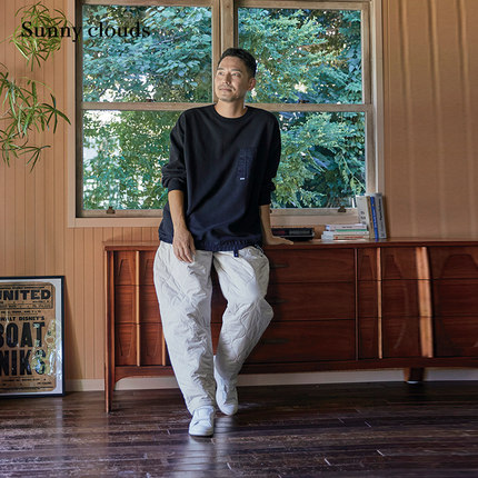 桑妮库拉/Sunny clouds 男式温暖轻盈绗缝萝卜裤象牙白