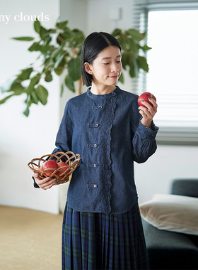 桑妮库拉/Sunny clouds 女式纯棉雕绣装饰牛仔衬衫