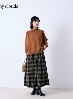 冬季新品 桑妮库拉/Sunny clouds纯棉半高领插肩针织衫宽松毛衣女