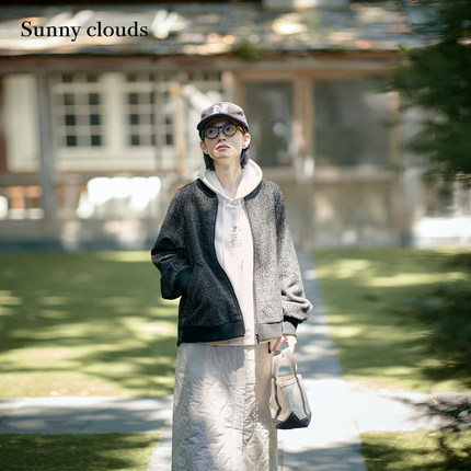 桑妮库拉/Sunny clouds 粗花呢飞行服夹克外套宽松上衣