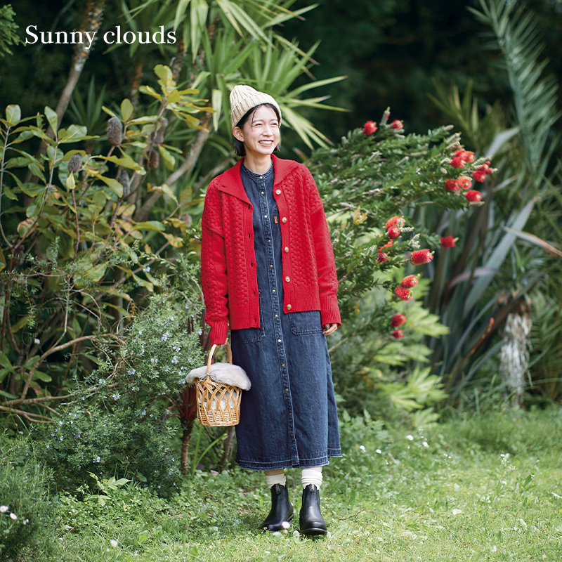 设计感红色开衫外套宽松百搭