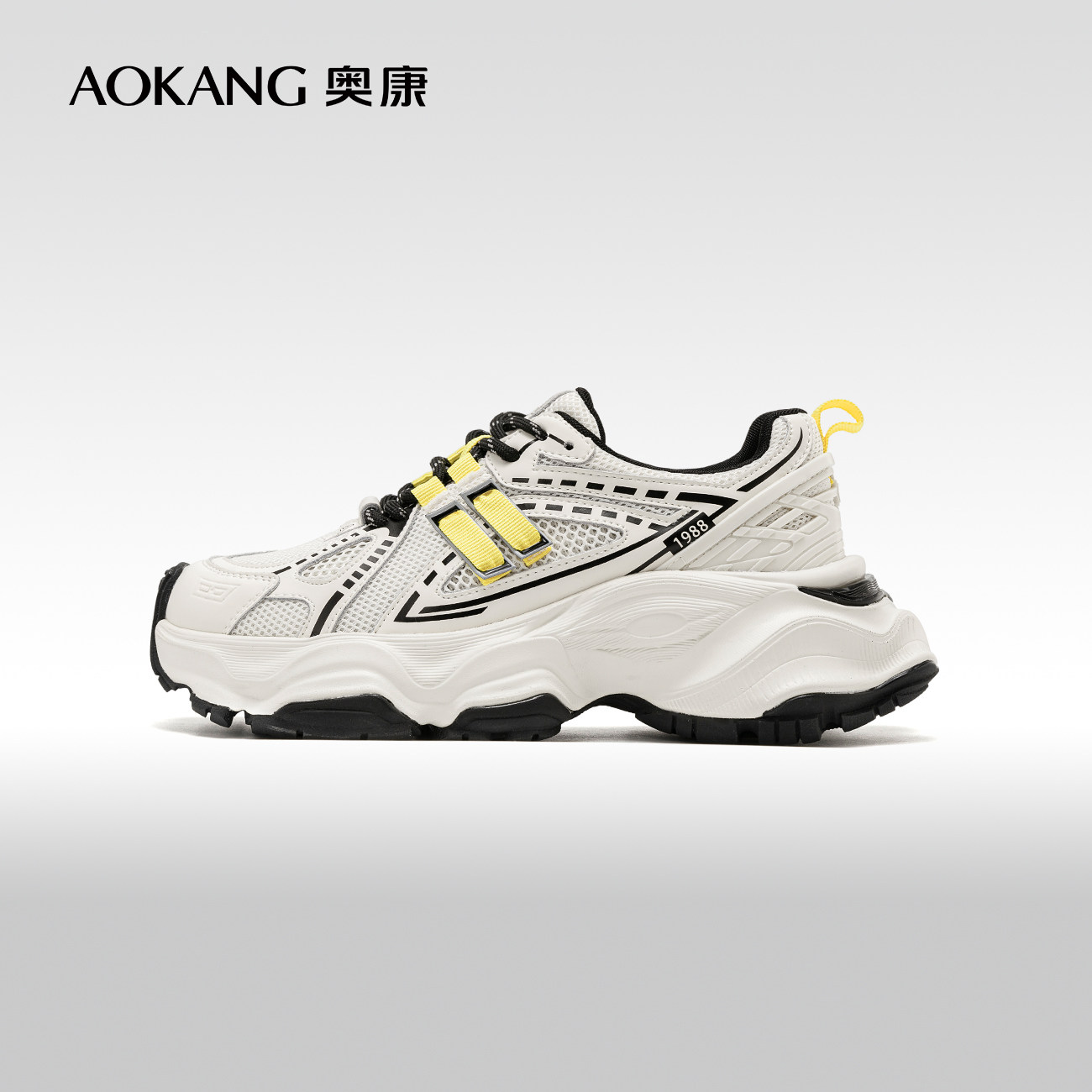 奥康厚底时尚拼色运动休闲鞋