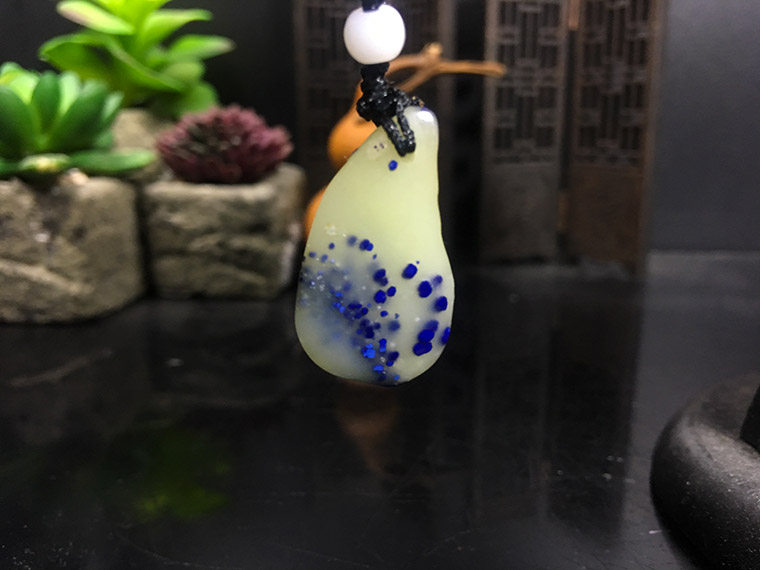 青田石蓝星挂坠p      灯光冻吊坠首饰挂饰收藏礼品金石篆刻