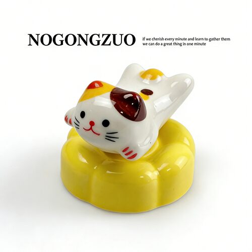 【转转飞翔小猫】景德镇陶瓷摆件可爱陶瓷转转乐桌面摆件车载摆件
