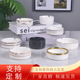 色釉手工描金陶瓷烟灰缸宾馆酒店餐厅饭店纯白色圆型烟盅可定制