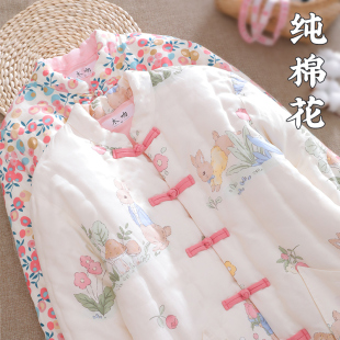 纯棉花小香风手工棉袄 中式盘扣修身棉服 田园风保暖加厚棉衣外套