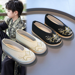 男童汉服鞋子搭配唐装百搭明制老北京布鞋中大童古装民族风演出鞋