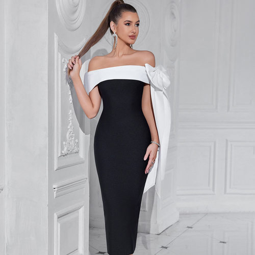 dress with patchwork socialite style slimming evening gown