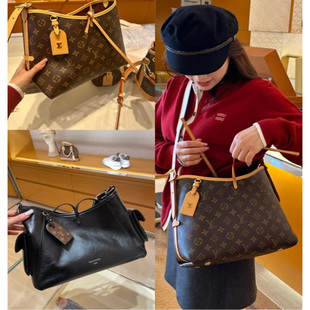 LV黑武士女包Carryall小号老花托特包购物袋子母包手提单肩斜挎包