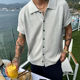 300斤加大码 老钱风轻奢肌理感衬衫 男短袖 夏季 宽松加肥翻领衬衣